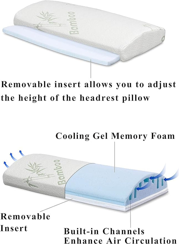 InteVision Foam Bed Wedge Pillow (26" x 25" x 7.5") and Headrest Set, 2" Memory Foam Top - Helps Relief from Acid Reflux, Post Surgery, Snoring - LeafyLoom