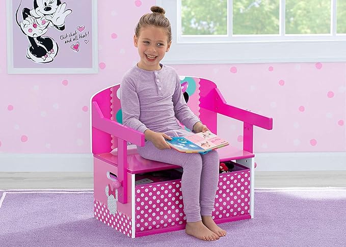 Delta Children Kids Convertible Activity Bench - Greenguard Gold Certified, Disney Minnie Mouse - LeafyLoom