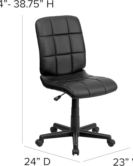 Flash Furniture Clayton Mid-Back Tufted Vinyl Upholstered Swivel Desk Chair with Padded Seat, Modern Adjustable Height Padded Office Chair, Black - LeafyLoom