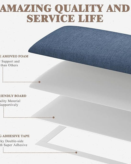 King Headboard, Wall Mounted Peel and Stick Headboard, Upholstered Tufted Bed Headboard for King Size Bed, Floating Dorm Bedroom Tall Headboard Soundproof Wall Panels (12 Panels, 10"x24") - LeafyLoom