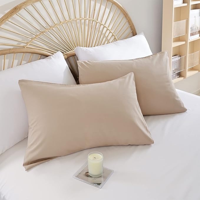 Queen Comforter Set Ultra Soft Microfiber Bed Comforter Set Boho and Luxury 3PC Taupe, with 2Pillowcases Lightweight All Season for Women and Men - LeafyLoom