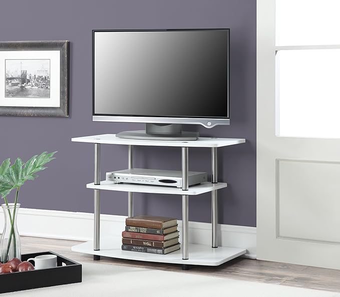 Convenience Concepts Designs2Go 3-Tier TV Stand, 31.5", White - LeafyLoom