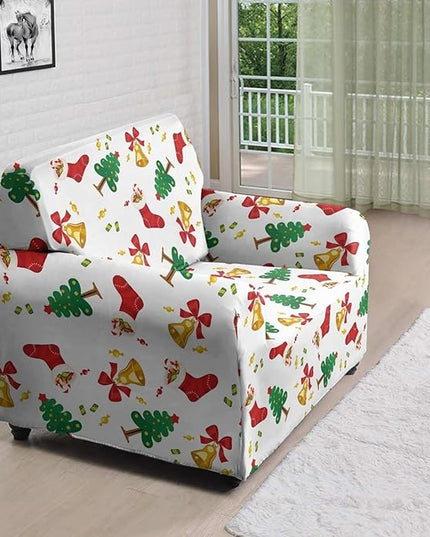 FKELYI Christmas Tree Easy Going Stretch Sofa Slipcover Washable Sofa Couch Cover Comfortable Furniture Protector with Elastic Bottom S FKELYI