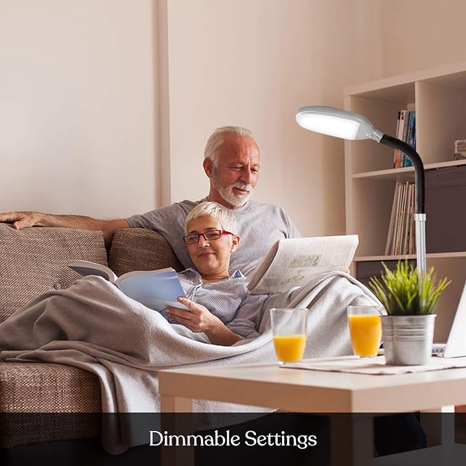 Brightech Litespan Titanium Silver LED Floor Reading Lamp, Energy Efficient, Adjustable Standing, 850-950 Lumens, 12W, 3-Year Warranty - LeafyLoom