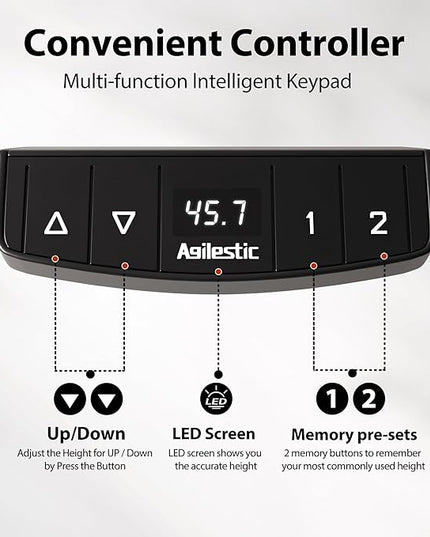 Electric Standing Desk with 2 Drawers and Keyboard Tray, 55 x 24 Inches Ergonomic Adjustable Height Desk with Storage, Sit Stand up Desk Computer Workstation, White - LeafyLoom