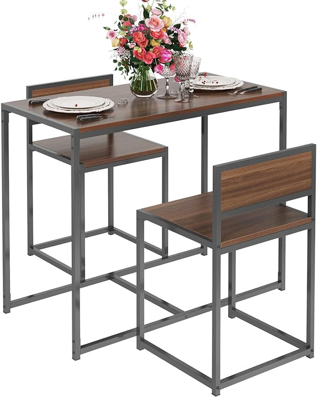sogesfurniture 3-Piece Dining Table Set, Modern Kitchen Table and Chairs for 2, Wood Square Pub Bar Table Set Perfect for Breakfast Nook, Small Space Living Room, Kitchen, Dining Room, Outdoor bar - LeafyLoom