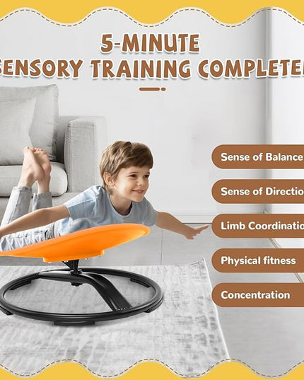 Zhenx Spinning Chair for Kids, Autism Kids Swivel Chair, Kids Sensory Chair, Spinning Chair for Autistic Kids & ADHD Children, Sit and Spin Training Body Coordination(Orange) - LeafyLoom