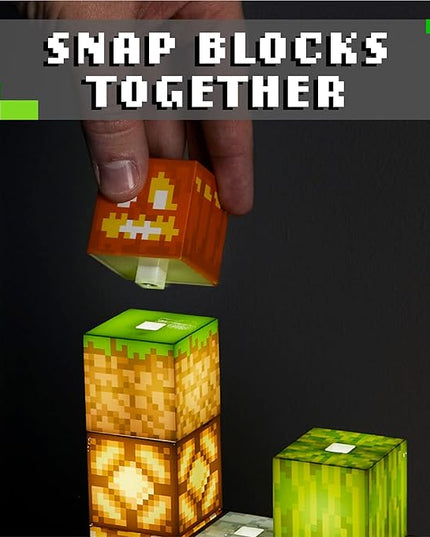 Paladone Minecraft Official Licensed Block Building Lamp 16 Customizable Light Up Blocks - Interactive Decoration, Toy, Nightlight for Kids, Gamer Room Decor, Gaming Gift for Boys and Girls - LeafyLoom