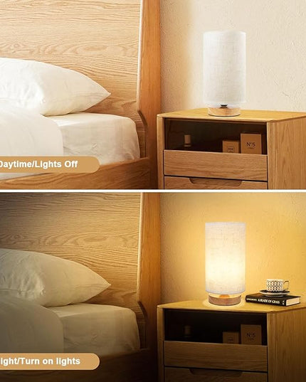 Table Lamp for Bedroom - Small Beside Touch Lamps for Night Stands Home Office - Minimalist Design Warm Light Mini Boho Lamp - Fits in Kids,Living,Nursey Room,College Dorm - Awesome Gift Choice - LeafyLoom