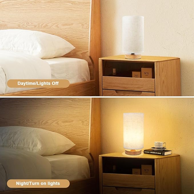 Table Lamp for Bedroom - Small Beside Touch Lamps for Night Stands Home Office - Minimalist Design Warm Light Mini Boho Lamp - Fits in Kids,Living,Nursey Room,College Dorm - Awesome Gift Choice - LeafyLoom