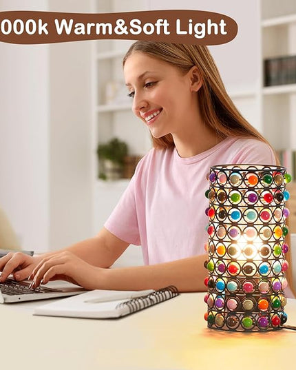 Colorful Beads Table Lamp-Cute Lamp for Girls Room, Unique Lampshade, Bulb Included - LeafyLoom