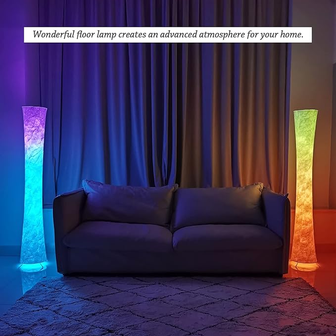 Floor Lamp for Living Room 61" LED Floor Lamp Corner Floor Lamps RGB Color Changing Floor Lamp Smart Dimmable Floor Lamp with Remote & APP Control & Music Sync Modern Floor Lamp for Bedroom - LeafyLoom