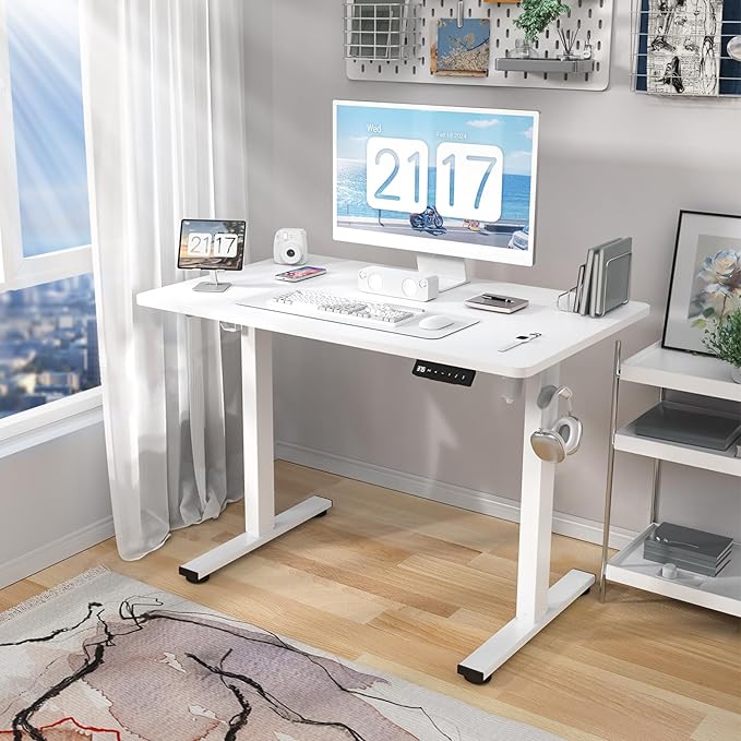 Electric Standing Desk Height Adjustable - 40 x 24 Inches Sit Stand up Desk & Memory Preset Ergonomic Rising Desks for Work, Home Office Workstation Gaming Rising Desk Study Table - LeafyLoom