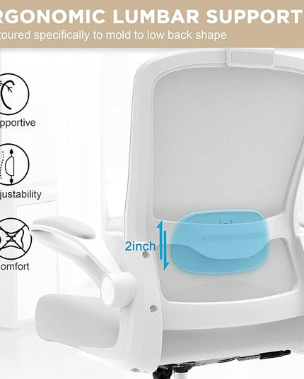 Mimoglad Office Chair, High Back Ergonomic Desk Chair with Adjustable Lumbar Support and Headrest, Swivel Task Chair with flip-up Armrests for Guitar Playing, 5 Years Warranty - LeafyLoom