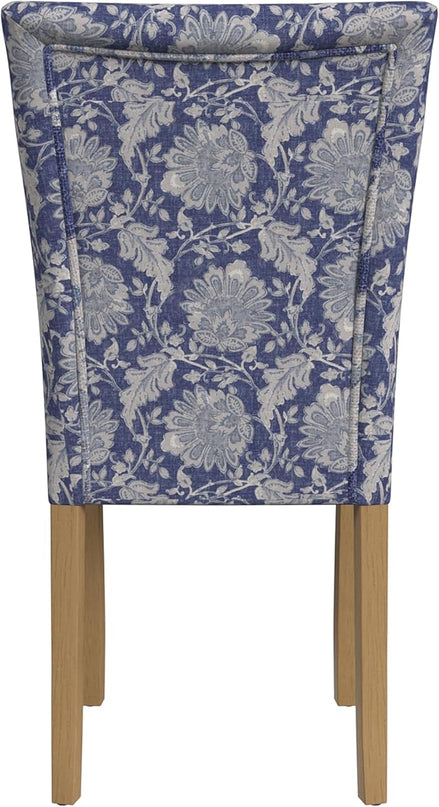 HomePop Classic Parsons Dining Chairs, Pack of 2, Blue Floral Print - LeafyLoom
