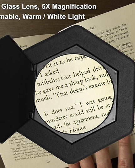 Magnifying Glass with Light and Stand, Dimmable LED Magnifier Desk Lamp with Clamp, 3 Color Modes, Hands Free Magnifying Lights for Close Work, Repair, Swing Arm Magnifying Work Light with Base - LeafyLoom
