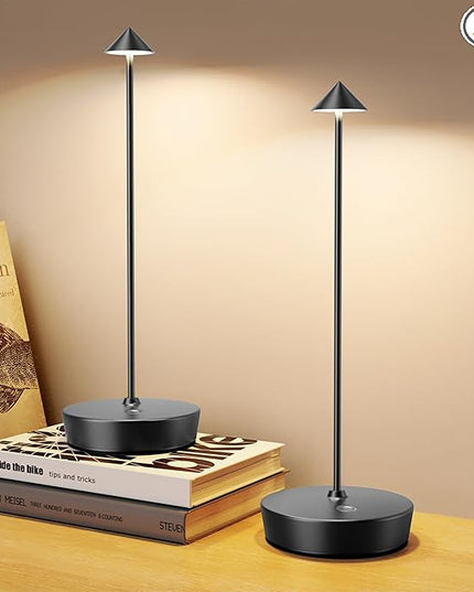 2Pack Cordless Table Lamp Rechargeable , Portable Outdoor LED Table Lamp Waterproof 6000mAh Battery Desk Lamp, 3 Color Stepless Dimming Table Light for Restaurant/Bedroom/Bar/Outdoor Party/Camping - LeafyLoom