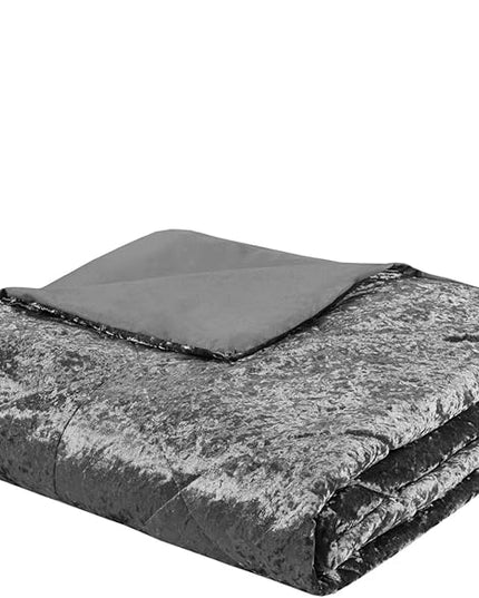Intelligent Design Twin Duvet Cover Set, Velvet Twin Duvet Set, Luxury Diamond Quilting Grey Duvet Cover, Fluffy Duvet Cover with Decorative Pillow and 1 Sham, 3 Pieces, Grey, Twin/Twin XL - LeafyLoom