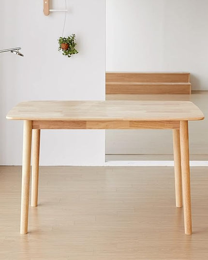 Livinia Aslan 47" Malaysian Oak Rectangular Wooden Dining Table/Solid Wood Kitchen Desk (Natural Oak) - LeafyLoom
