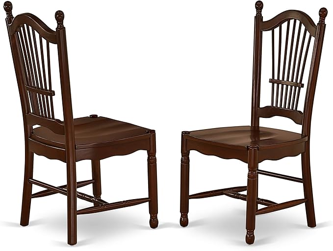 East West Furniture ANDO5-MAH-W Antique 5 Piece Dining Set for 4 Includes a Round Kitchen Table with Pedestal and 4 Dinette Chairs, 36x36 Inch - LeafyLoom