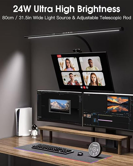 Desk Lamp, 31.5" LED Desk Lamp for Home Office,Gesture Sensing Control Desk Light, Dimmable & Color Temperature, Eye-Caring Office Lamp, Brightest Architect Lamp for Screen/Workbench - LeafyLoom