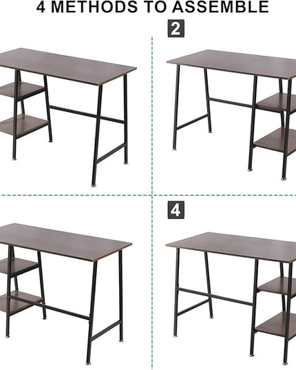 VECELO 43 Inch Home Office Computer Easy to Assemble Simple Table Modern Student Study Desk,Water Proof, Brown - LeafyLoom