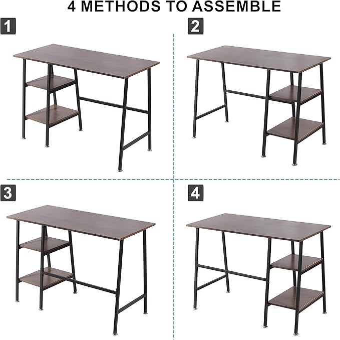 VECELO 43 Inch Home Office Computer Easy to Assemble Simple Table Modern Student Study Desk,Water Proof, Brown - LeafyLoom