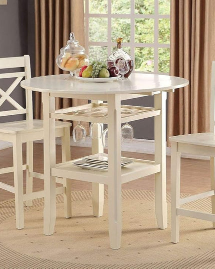 NicBex Dining Table Contemporary Kitchen Table Farmhouse Rustic Counter Height Table in Cream with Storage for Small Place Round Dining Table, Easy Assembly, Cream - LeafyLoom