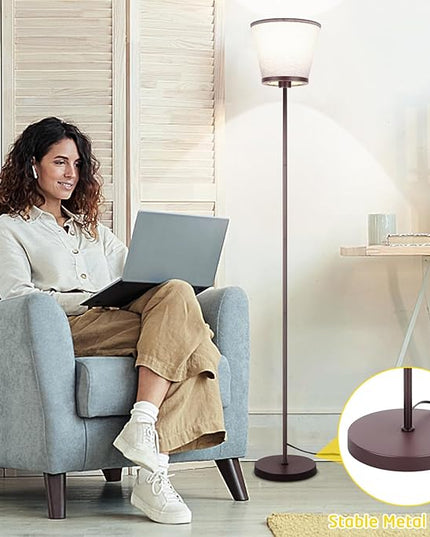 LED Floor Lamp, 3 Color Temperatures Floor Lamp for Living Room Bedroom Office, 68" Tall Standing Lamp Floor Lamp. 15W Bulb Included(Brown). - LeafyLoom