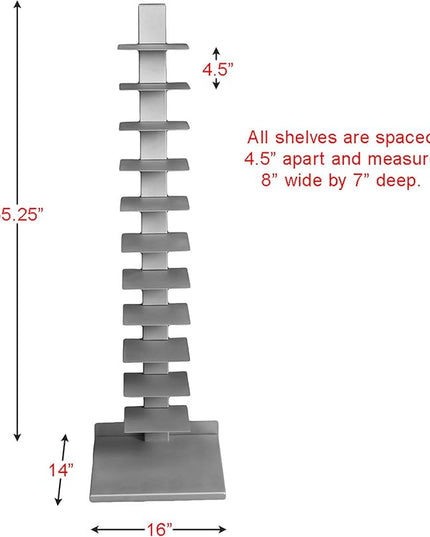 SEI Furniture 11- shelf Metal Spine Book Tower, Silver - LeafyLoom