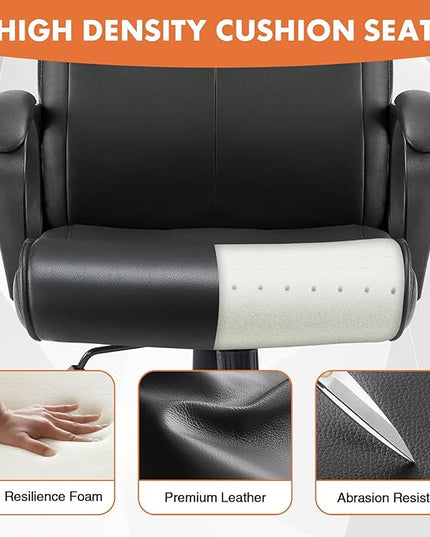Sweetcrispy Executive Office Chair with Padded Armrests Mid Back Lumbar Support and Adjustable Height & Tilt Angle, PU Leather Swivel Rolling, Modern Black - LeafyLoom