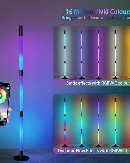 RGB Corner Floor Lamp, LED Color Floor Lamp Mood Lighting with Spotlight, Color Changing Through Music Sync,Timer, Remote, Voice and App Control, Corner Lamp DIY Mode for Play Room - LeafyLoom