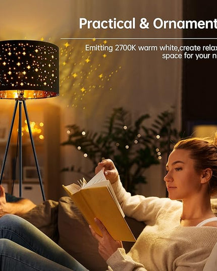 BoostArea Floor Lamp, Tripod Floor Lamp, 8W LED Bulb, Decorative Lamp Shade, Mid Century Standing Lamp for Living Room, Bedroom, Study Room and Office - LeafyLoom