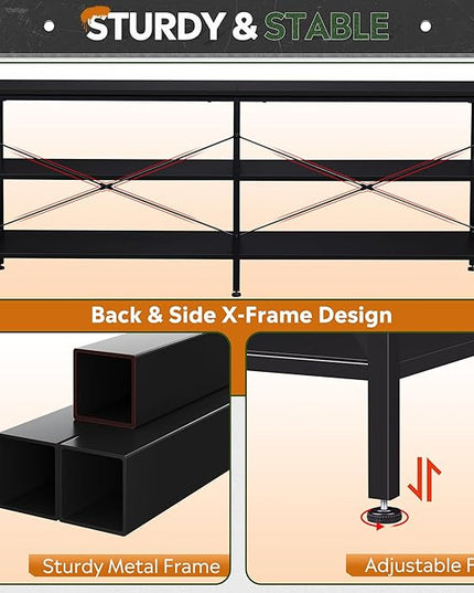 WLIVE TV Stand up to 70 Inch TV, 63" Entertainment Center, TV Media Console with 3-Tier Storage Shelves for Living Room and Bedroom, Black - LeafyLoom