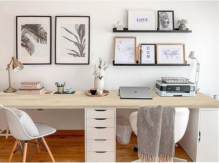 Kaboon Universal Tabletop 55"x23.62" Solid One-Piece Melamine Table Top, Double Desk L-Desk DIY, Home and Office Countertop, Oak - LeafyLoom