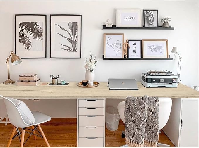 Kaboon Universal Tabletop 55"x23.62" Solid One-Piece Melamine Table Top, Double Desk L-Desk DIY, Home and Office Countertop, Oak - LeafyLoom