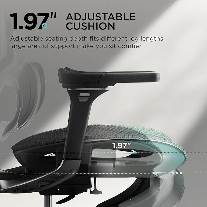 Hbada E3 Ergonomic Office Chair, Big and Tall Office Chair - with 3-Zone Dynamic Lumbar Support, 4D Adjustable Headrest, 6D Adjustable Armrests, Swivel Computer Chair for Home Office, Black - LeafyLoom