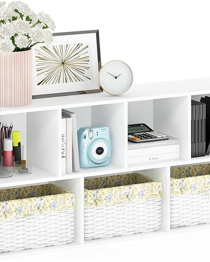 Furinno Luder Bookcase / Book / Storage , 7-Cube, White - LeafyLoom