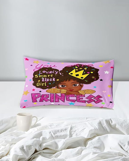 Black Girl Comforter Sets Twin-African Black Girls Twin Comforter Sets for Girls Cute Black Girl Twin Bedding Sets for Girls Princess Room Decor for Girls Bedroom, Twin (1 Comforter 1 Pillowcase) - LeafyLoom