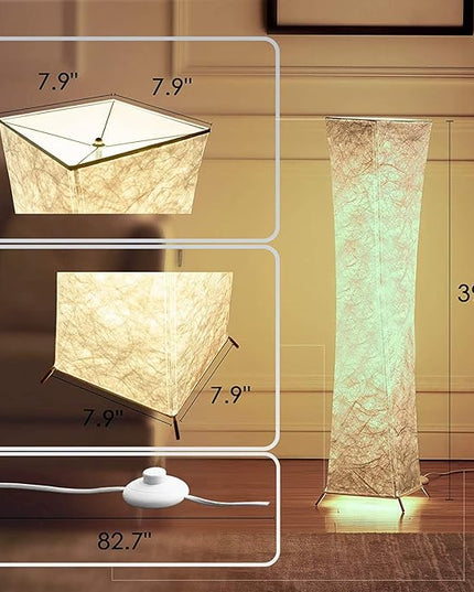LEONC Design 39'' Creative LED Floor Lamp, Softlighting Minimalist Modern Contemporary with Fabric Shade & 2 Bulbs Floor Lamps for Living Room Bedroom Warm Atmosphere(Tyvek Dupont 39 x 7.9 x 7.9inch) - LeafyLoom