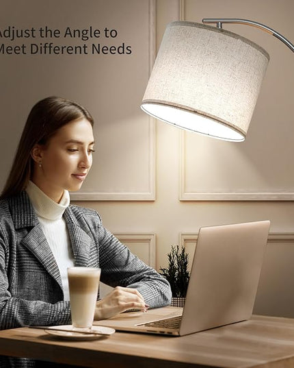 SUNMORY Dimmable Floor Lamp with Remote Control，Lamp for Living Room Stepless Color Temperature and Brightness, Standing Lamp for Bedroom and Office with 1H Timer，Gray Floor Lamp with Linen Shade - LeafyLoom