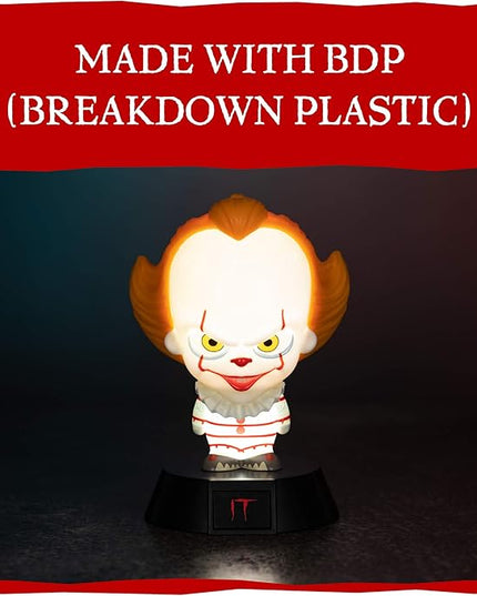 Pennywise Collectable Icon Based On Stephen King's Novel Ideal Night Kids Bedrooms, Office and Home Pop Culture Lighting Merchandise, White - LeafyLoom