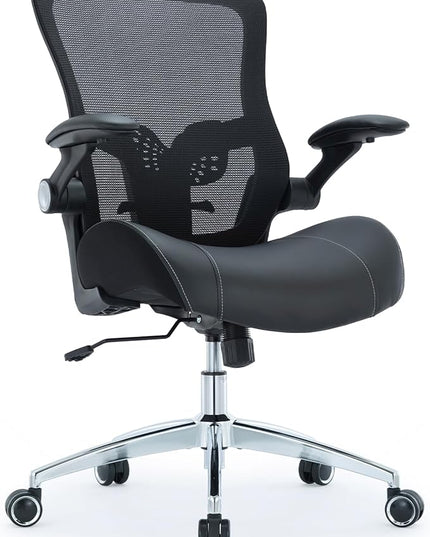 Office Chair Ergonomic Desk Chair-400lbs Big and Tall Heavy Duty, Wide & Soft 3D Modeling Foam Cushion Home Office Desk Chair with Adjustable Seat Height, Executive Computer Task Chair - LeafyLoom