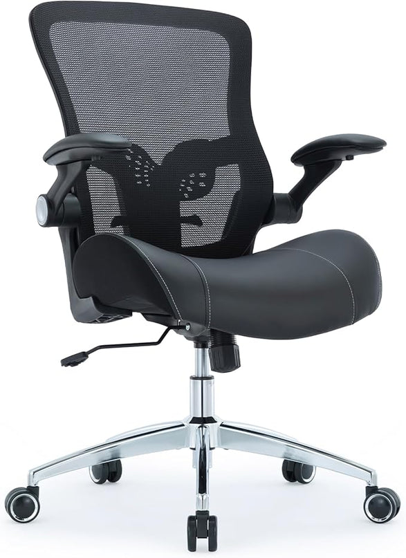 Office Chair Ergonomic Desk Chair-400lbs Big and Tall Heavy Duty, Wide & Soft 3D Modeling Foam Cushion Home Office Desk Chair with Adjustable Seat Height, Executive Computer Task Chair - LeafyLoom