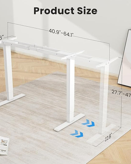 Dual Motor Electric Desk Frame- Standing Desk Legs, Ergonomic Height Adjustable Desk Frame, Sit Stand Desk Frame, Heavy Duty 330 lb Load Capacity (White Frame Only) - LeafyLoom