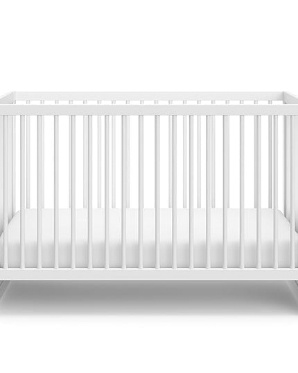 Storkcraft Calabasas 3-in-1 Convertible Crib (White) – GREENGUARD Gold Certified, Fits Standard Crib Mattress, Converts to Toddler Bed, Modern Style, Easy 30-Minute Assembly - LeafyLoom