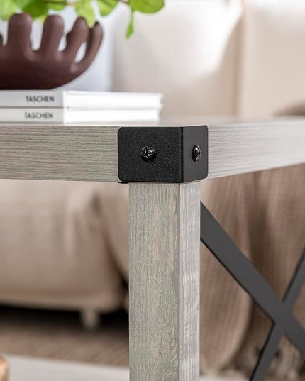 Walker Edison Sedalia Modern Farmhouse Metal X Coffee Table, 40 Inch, Stone Grey - LeafyLoom