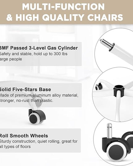 Mimoglad Office Chair, High Back Ergonomic Desk Chair with Adjustable Lumbar Support and Headrest, Swivel Task Chair with flip-up Armrests for Guitar Playing, 5 Years Warranty - LeafyLoom