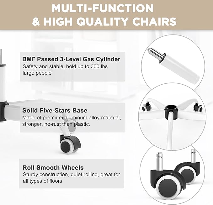 Mimoglad Office Chair, High Back Ergonomic Desk Chair with Adjustable Lumbar Support and Headrest, Swivel Task Chair with flip-up Armrests for Guitar Playing, 5 Years Warranty - LeafyLoom