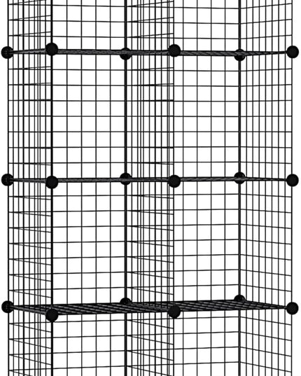 Wolizom Wire Cube Storage, Metal Grids Shelves Bookshelf, Stackable Modular Shelving Organizer, DIY Closet Bookcase Bookshelf, Grid Storage Shelf for Bedroom, Living Room, Office (Black, 8 Cube) - LeafyLoom